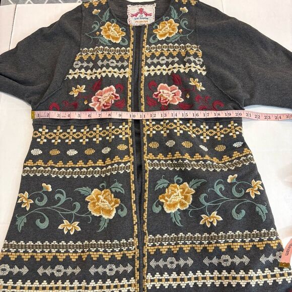 Johnny Was Los Angeles Floral Embroidered open front cardigan Size Medium JWLA - Picture 11 of 12